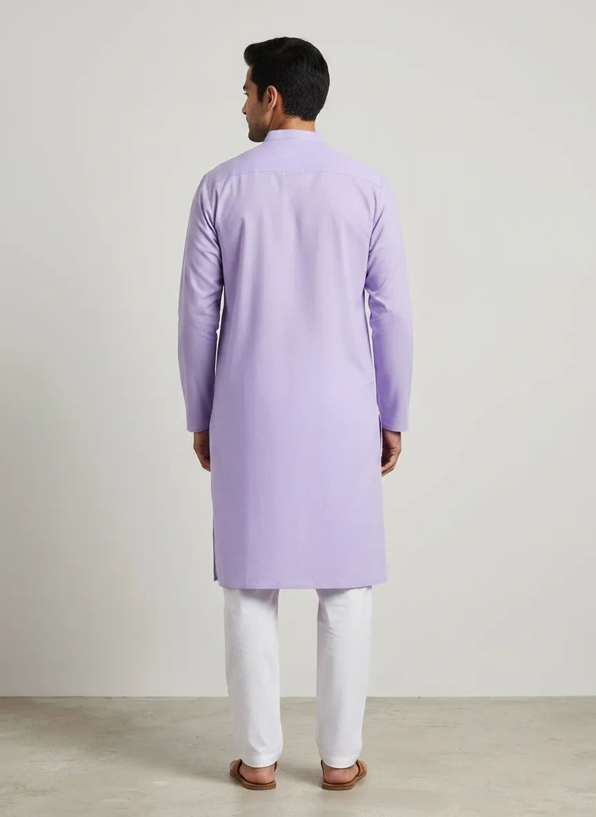 PC's Solid Lavender Kurta Pajama Set view 2