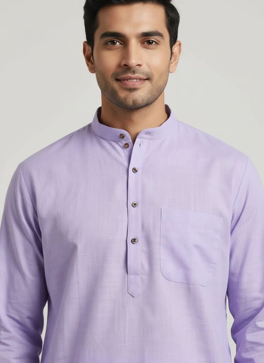 PC's Solid Lavender Kurta Pajama Set view 3