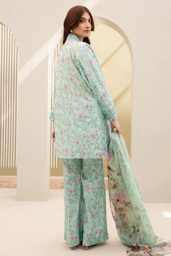 Zellbury Embroidered Lawn 3 Piece Unstitched Suit WUS25E30149/ DF0021 view 4