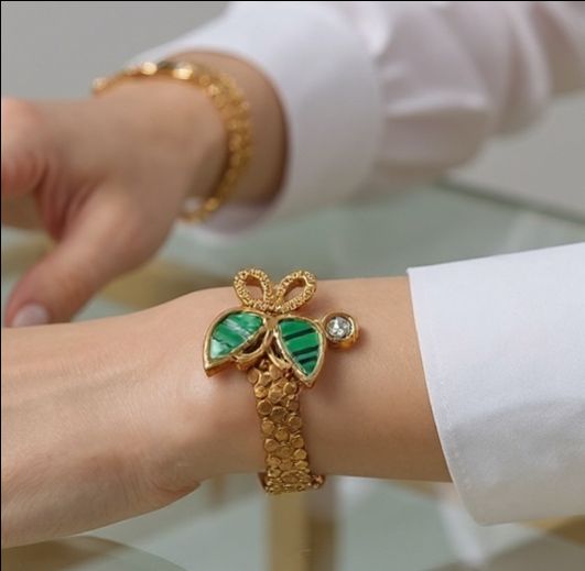 Golden & Green Honeycomb Bracelet view 2