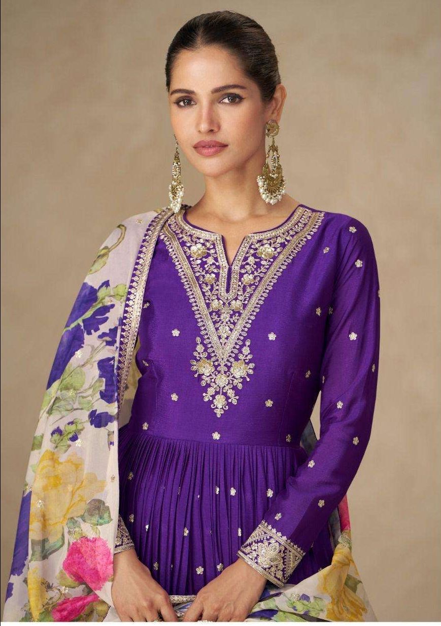 Anmol Premium Chinnon Silk Readymade Gown Catalog /10351 / HC002009 view 3