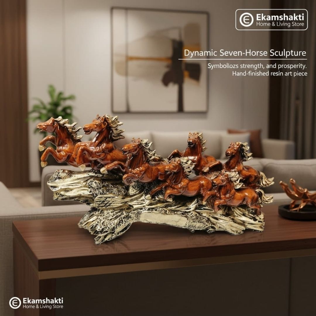 Majestic Seven Horses Decorative Sculpture