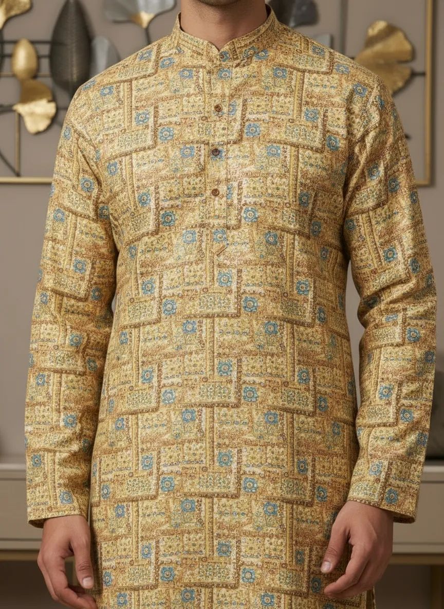 Floral Printed Kurta Pajama Set view 2