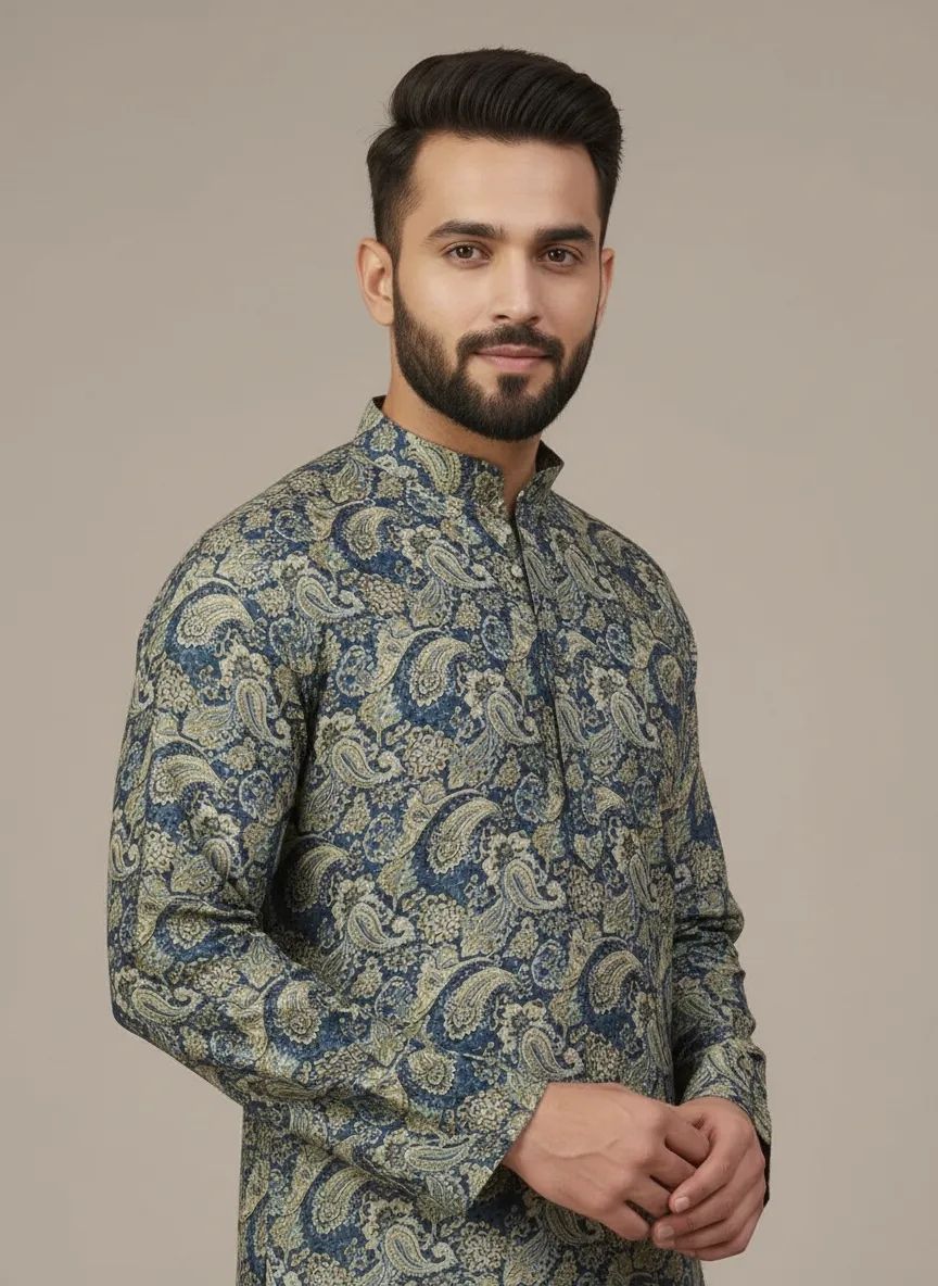 Abstract Printed Kurta Pajama Set view 2