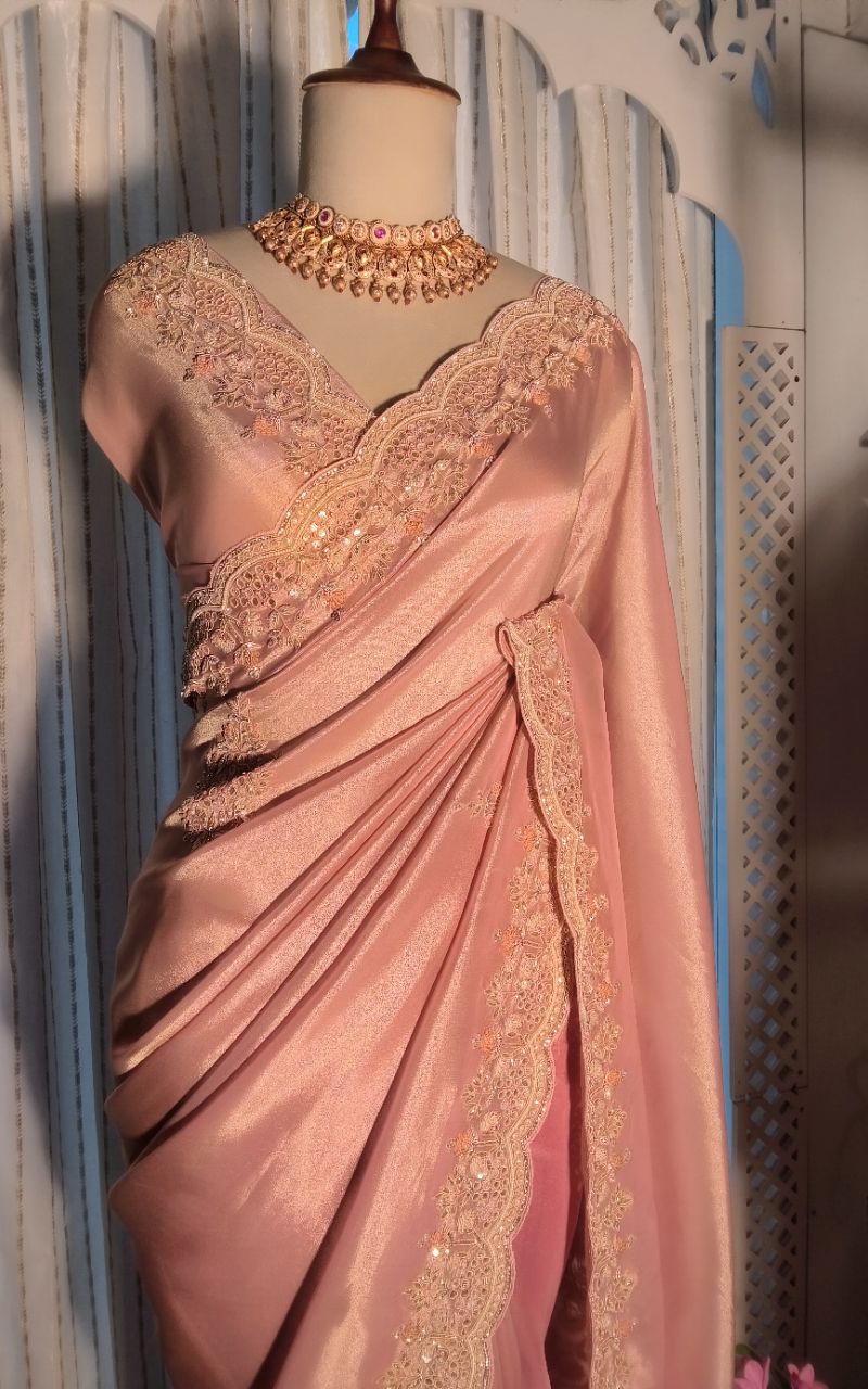 Silk Saree With Hand Embroidery view 5