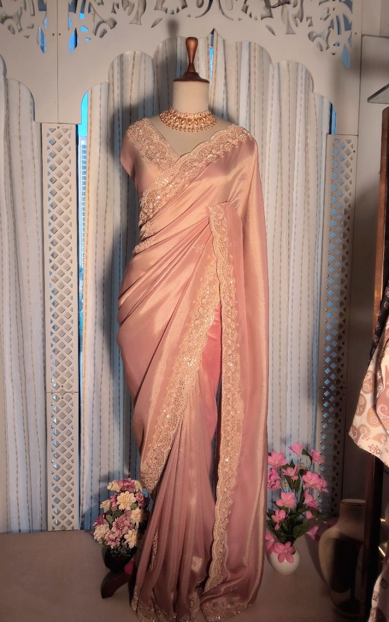Silk Saree With Hand Embroidery view 6