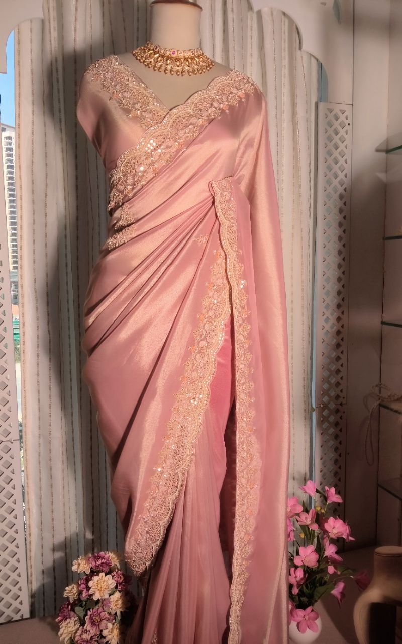 Silk Saree With Hand Embroidery view 2