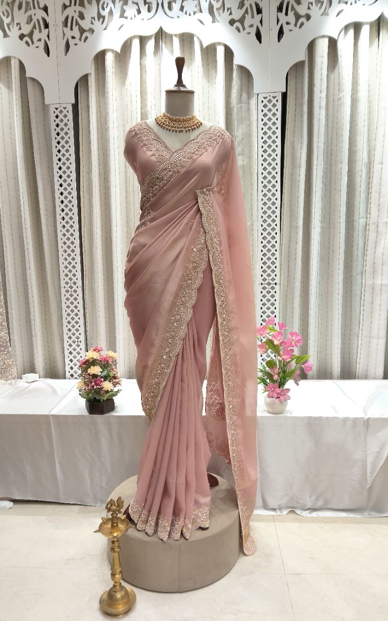 Silk Saree With Hand Embroidery view 7