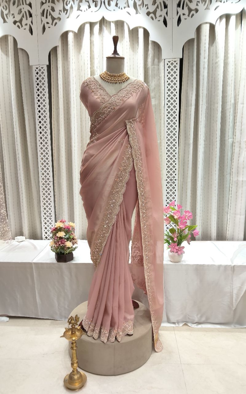 Silk Saree With Hand Embroidery view 8