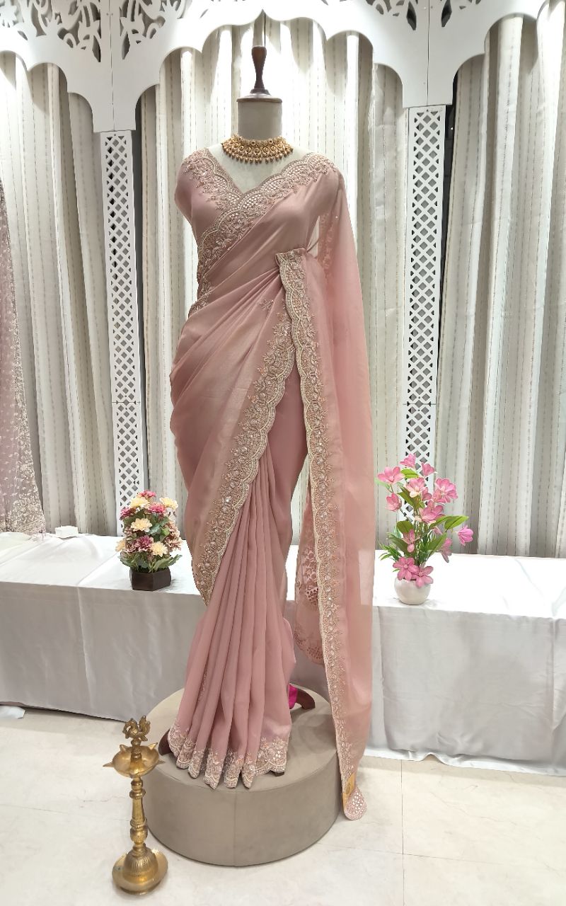 Silk Saree With Hand Embroidery view 9