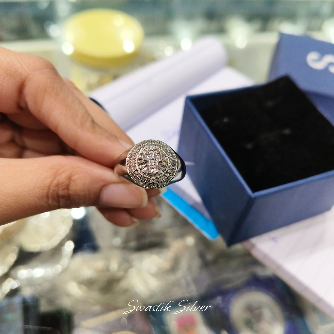 Cross Silver Ring view 2