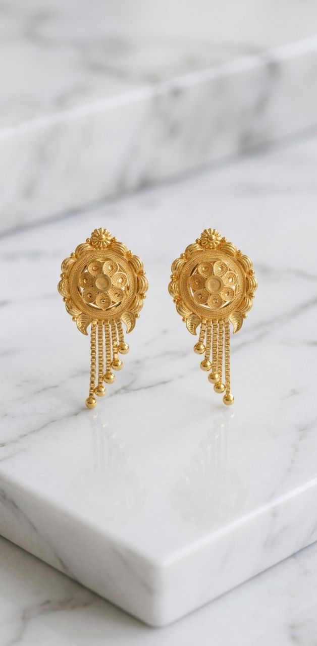 Elegant Gold Earrings view 2
