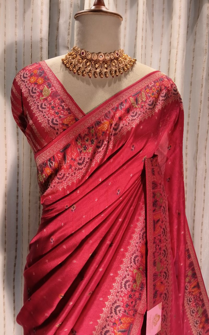 Silk Saree With Resham Weaving Border And Buta view 7