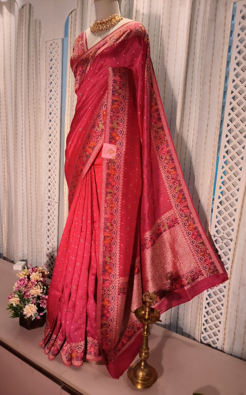 Silk Saree With Resham Weaving Border And Buta view 2