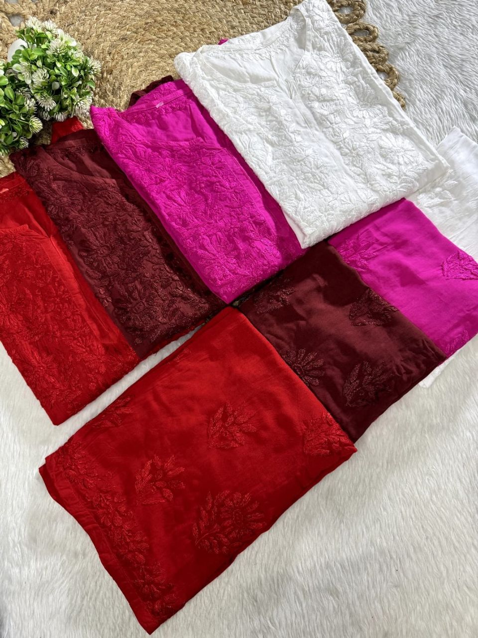 PURE MODAL TONE TO TONE LONG HANDWORK KURTI PLAZO SET IN BEAUTIFUL SHADES.🌷🌸 view 10