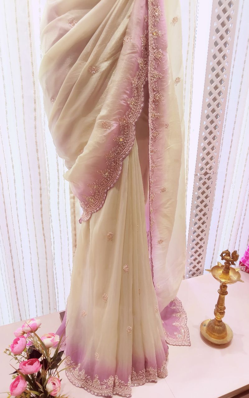 Satin Crape With Hand Work Saree 1 view 7