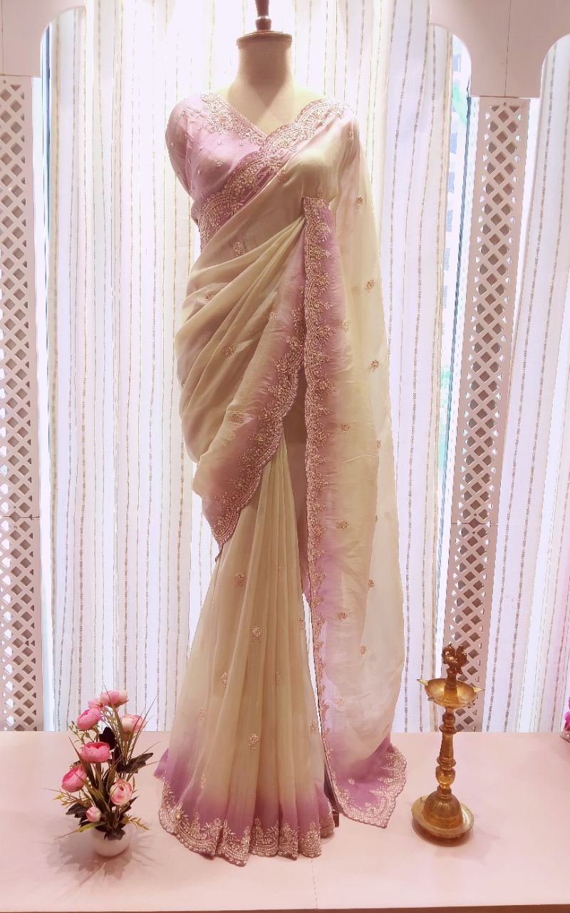 Satin Crape With Hand Work Saree 1 view 5