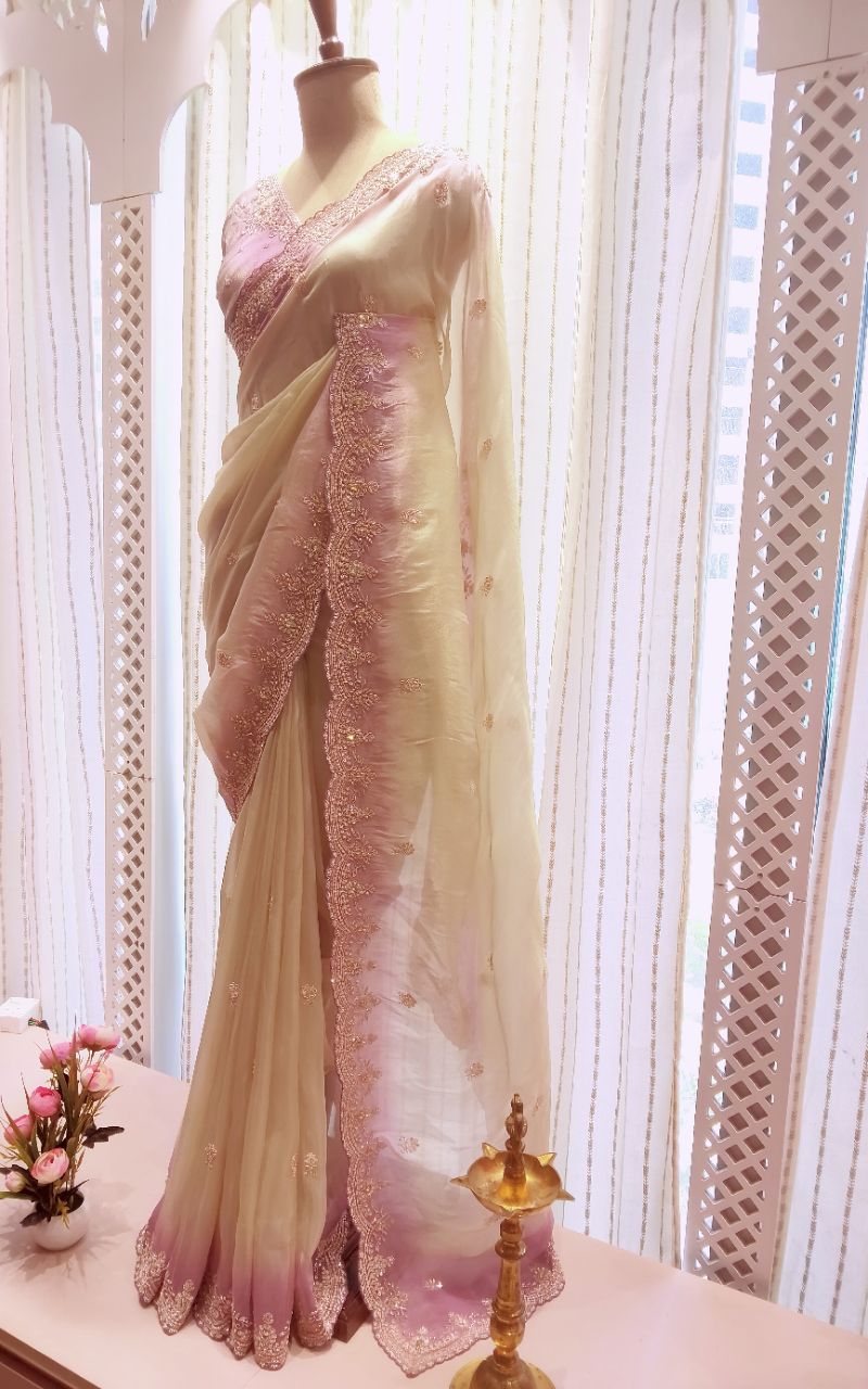 Satin Crape With Hand Work Saree 1 view 2