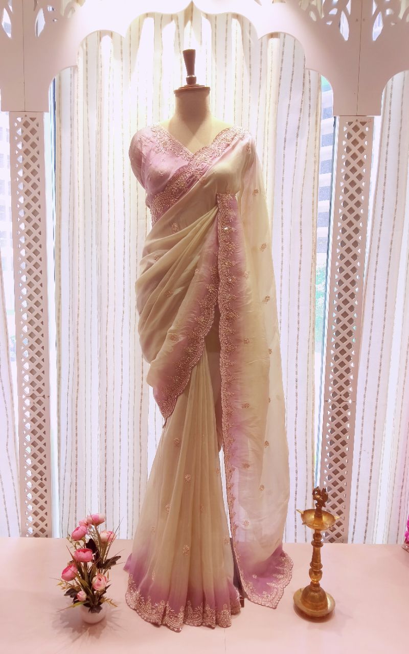 Satin Crape With Hand Work Saree 1 view 4