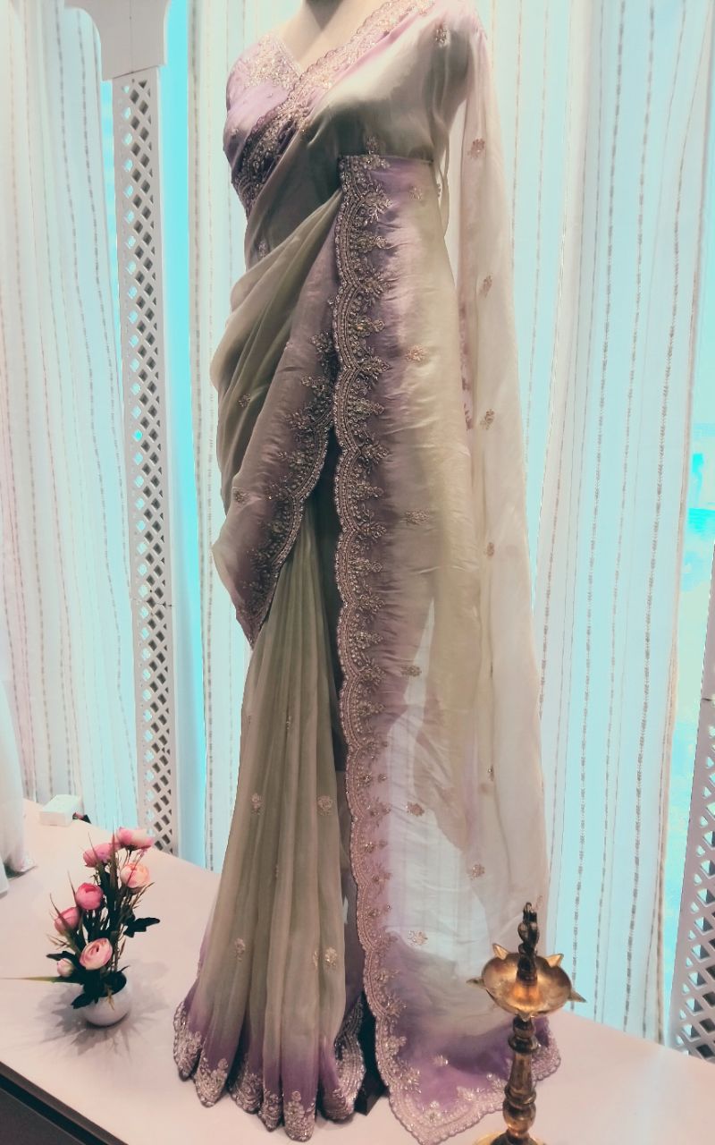 Satin Crape With Hand Work Saree 1 view 9