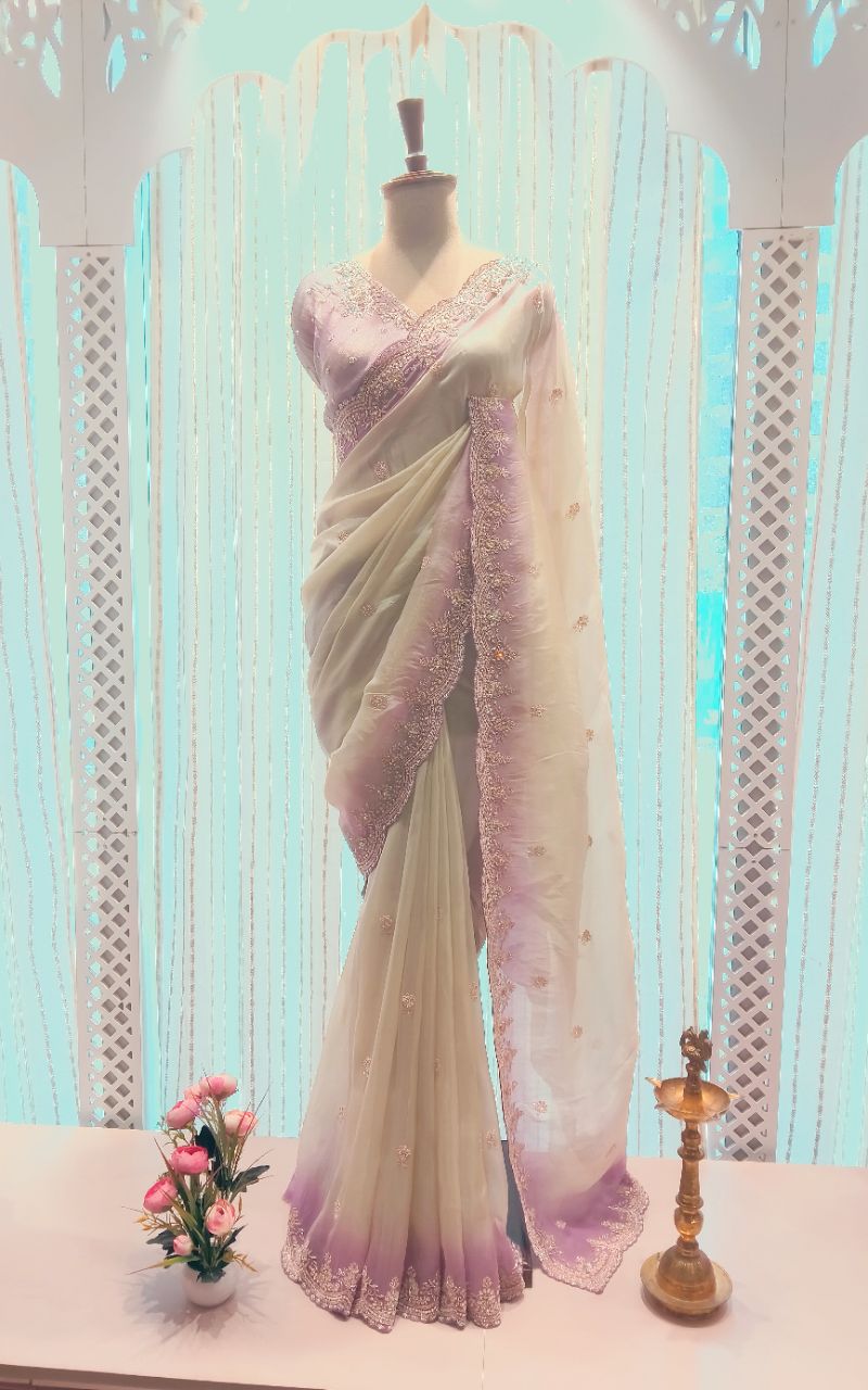 Satin Crape With Hand Work Saree 1 view 11