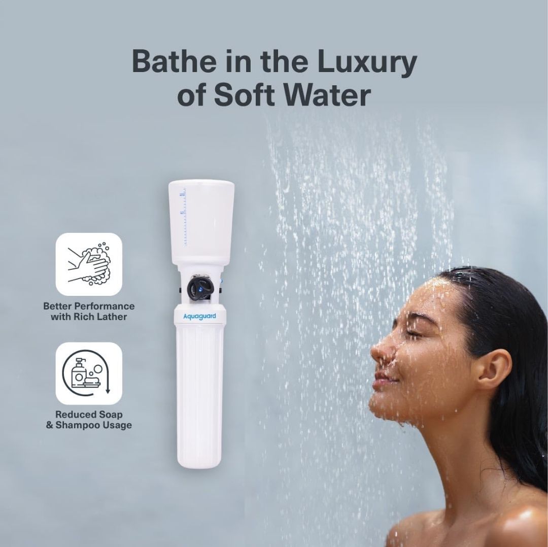 Aquaguard AWS I-600 Water Softener | Protects Skin, Hair & Geysers from Hard Water | Advanced Ionic Transfer Tech | Ideal for Bathrooms & Apartments Use|Manual Recharge|Non-Electric|Wall Mounted view 2