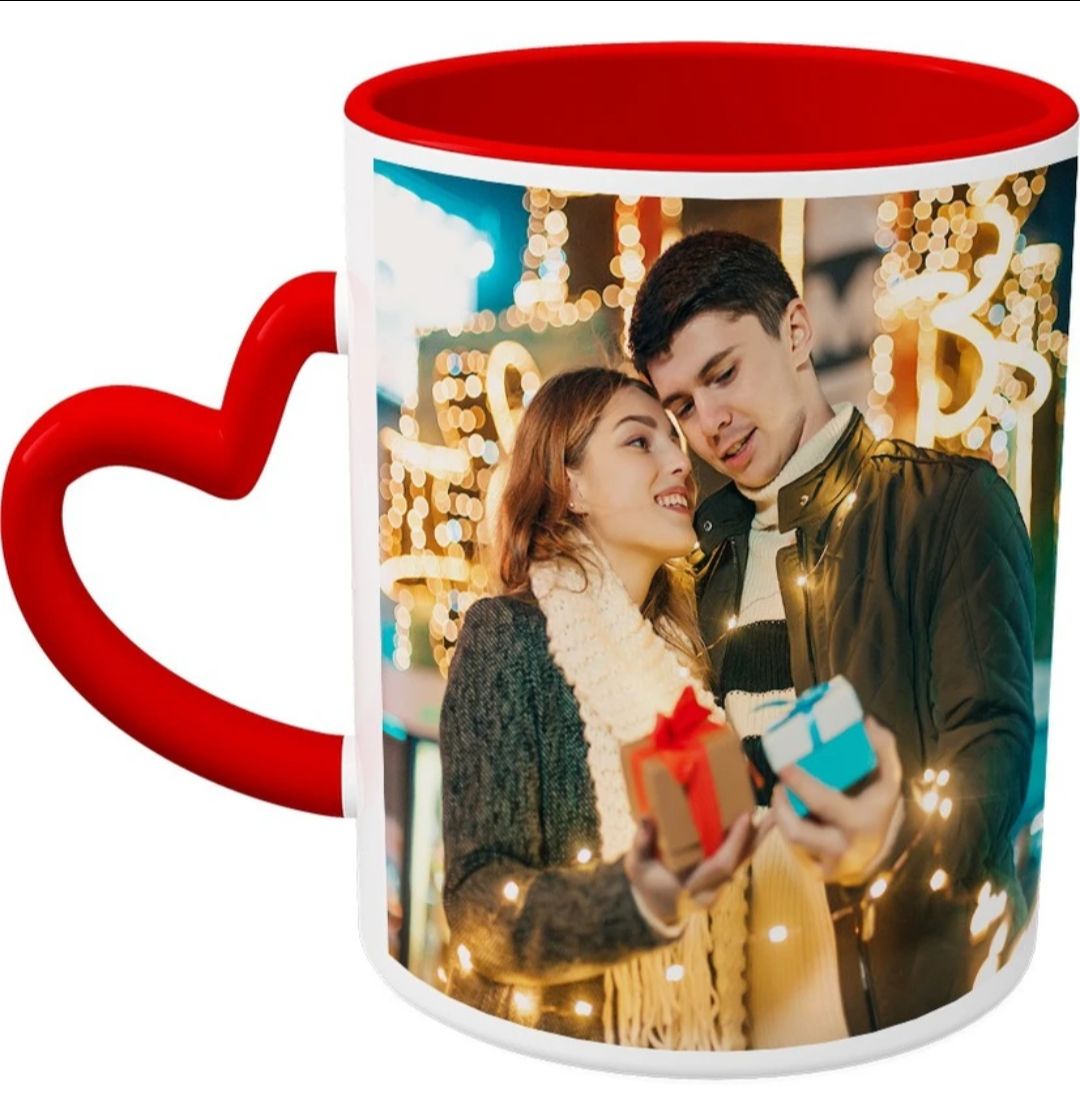 Heart Handle Photo Mug Colour Red Black Blue Yellow view 2