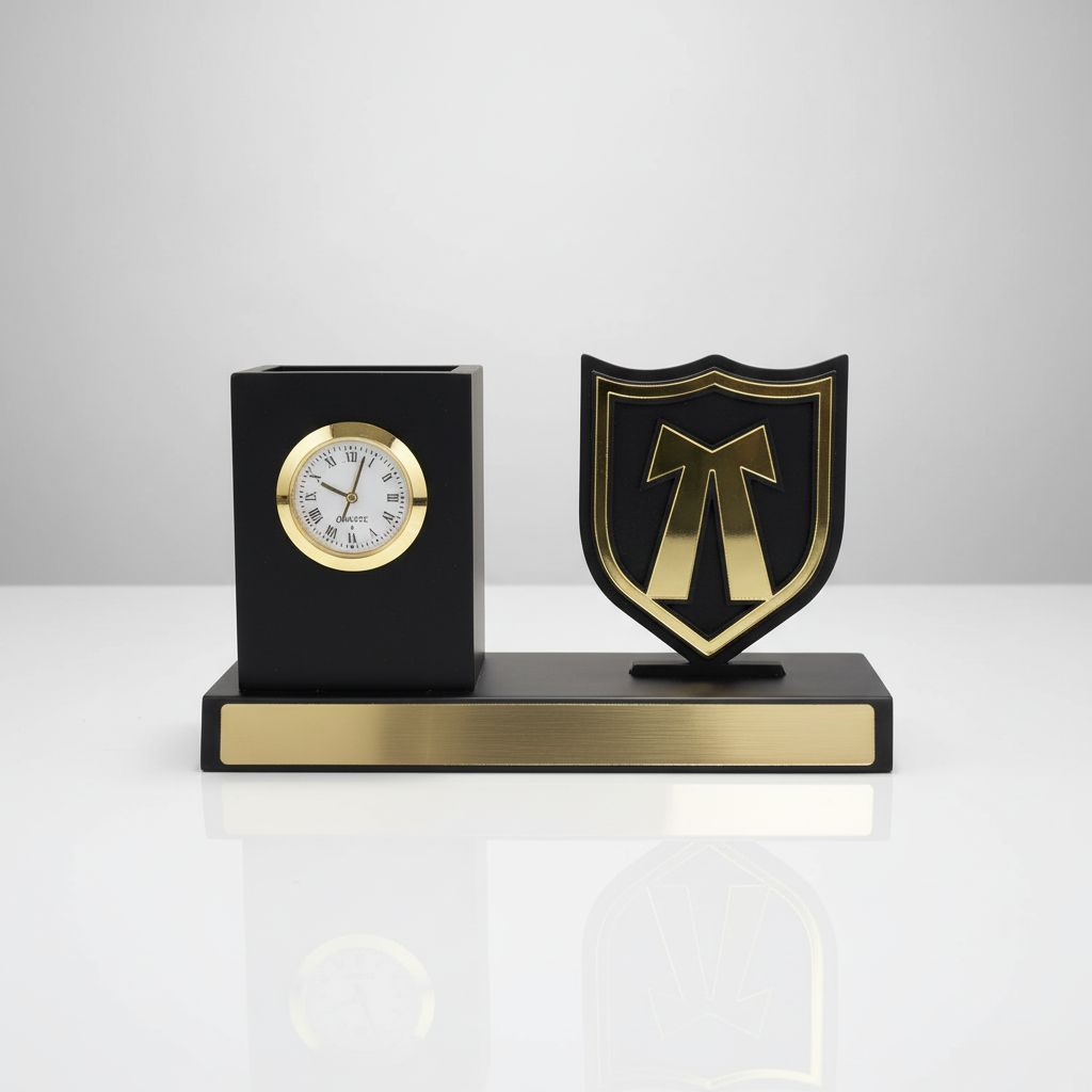 Desk Clock with Pen Holder view 2
