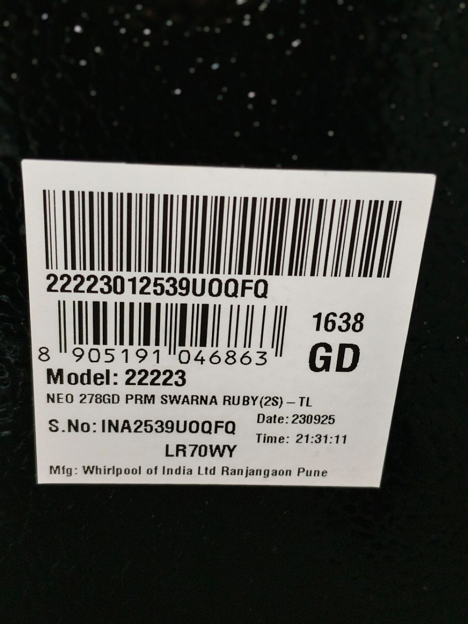 Whirlpool Refrigerator W. FF-NEO 278GD 2S 22223 view 4