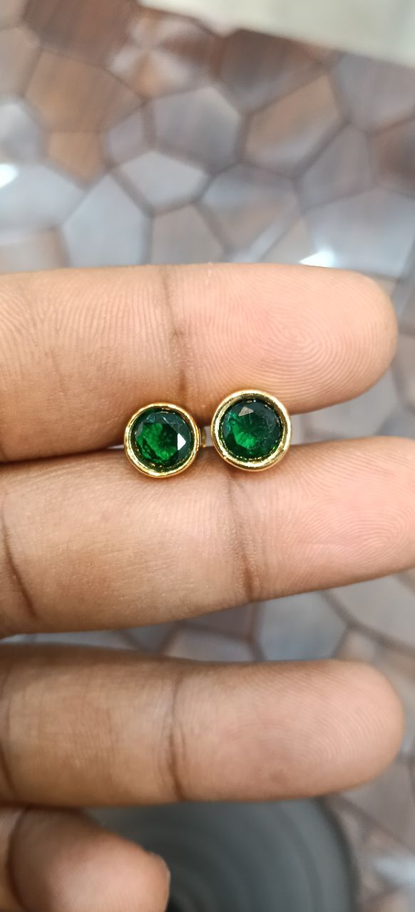 Gold Stud Earrings view 4