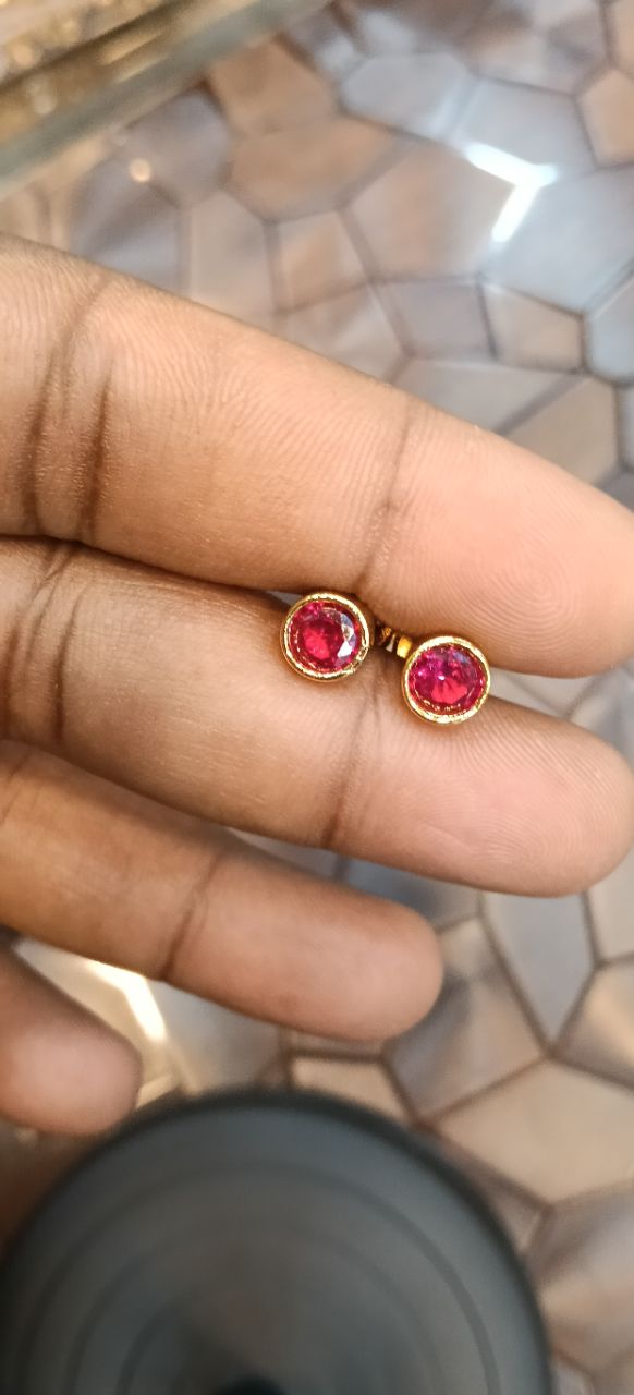 Gold Stud Earrings view 2