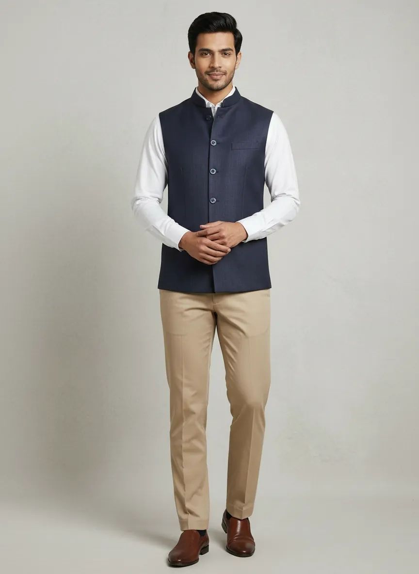 Navy Blue Half Jacket view 2