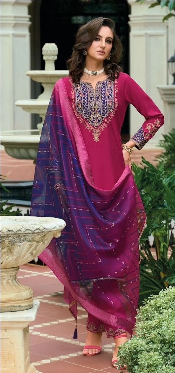 Sajawat Viscose Embroidery Work Readymade Pant Style Suits - 26604 / SD00163 view 3