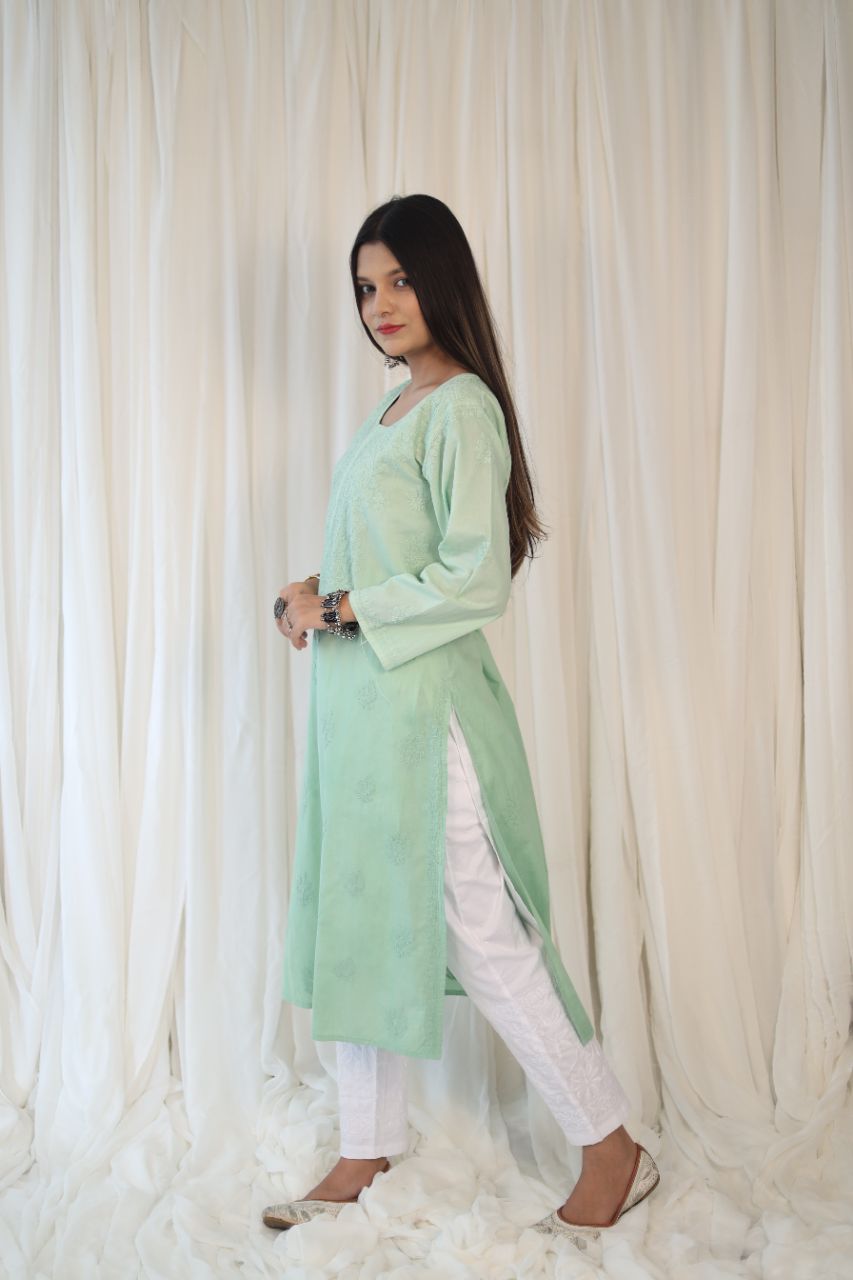Lucknow Chikankaari Kurti Hand Embroidered Kurti view 10