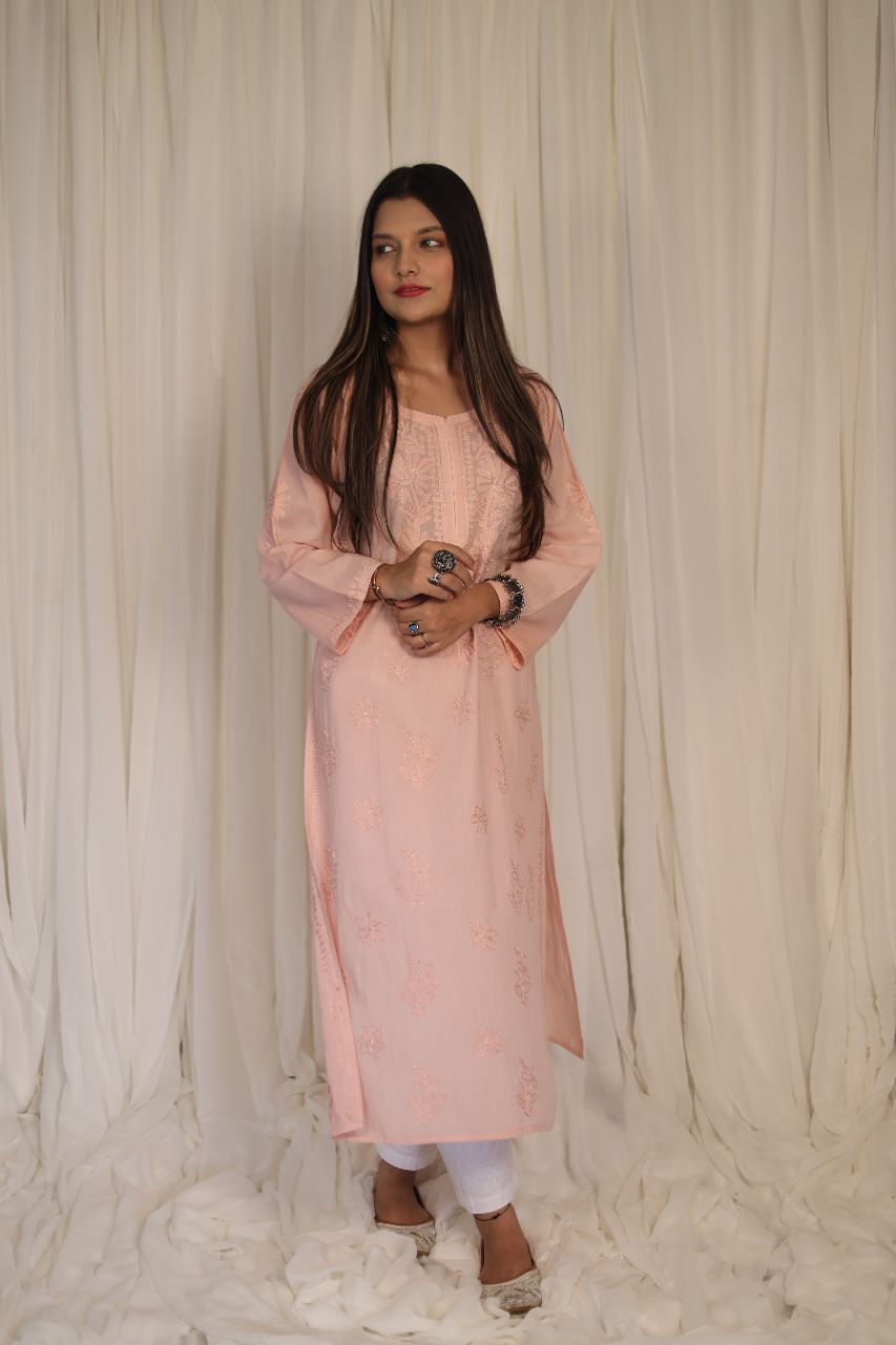 Lucknow Chikankaari Kurti Hand Embroidered Kurti view 8