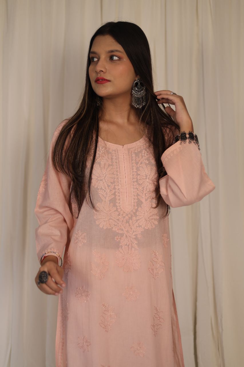 Lucknow Chikankaari Kurti Hand Embroidered Kurti view 9