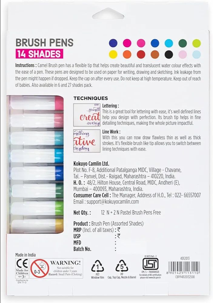 Camel Brush Pens | 8901425113110 view 2