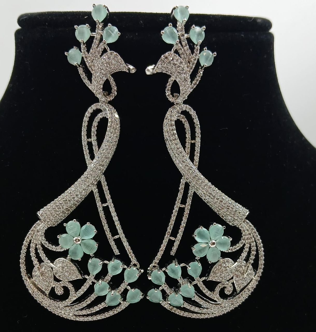 American Diamond Danglers Mint Color view 2