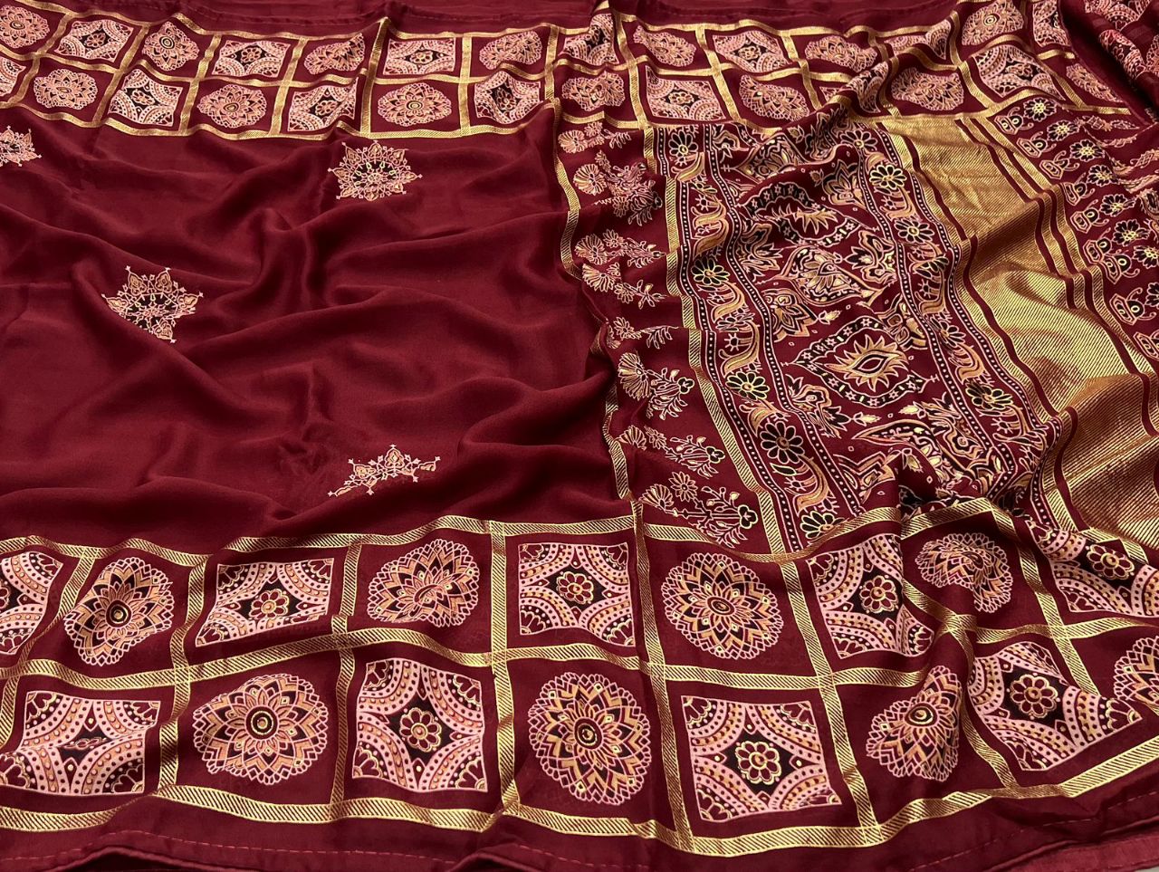 Elegant Maroon Saree