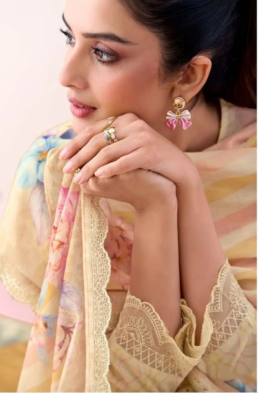RESHAM ART COTTON VINTAGE EMBROIDERY WITH DIGITAL PRINT UNSTITCHED SUIT - 913 / HC002473 view 2