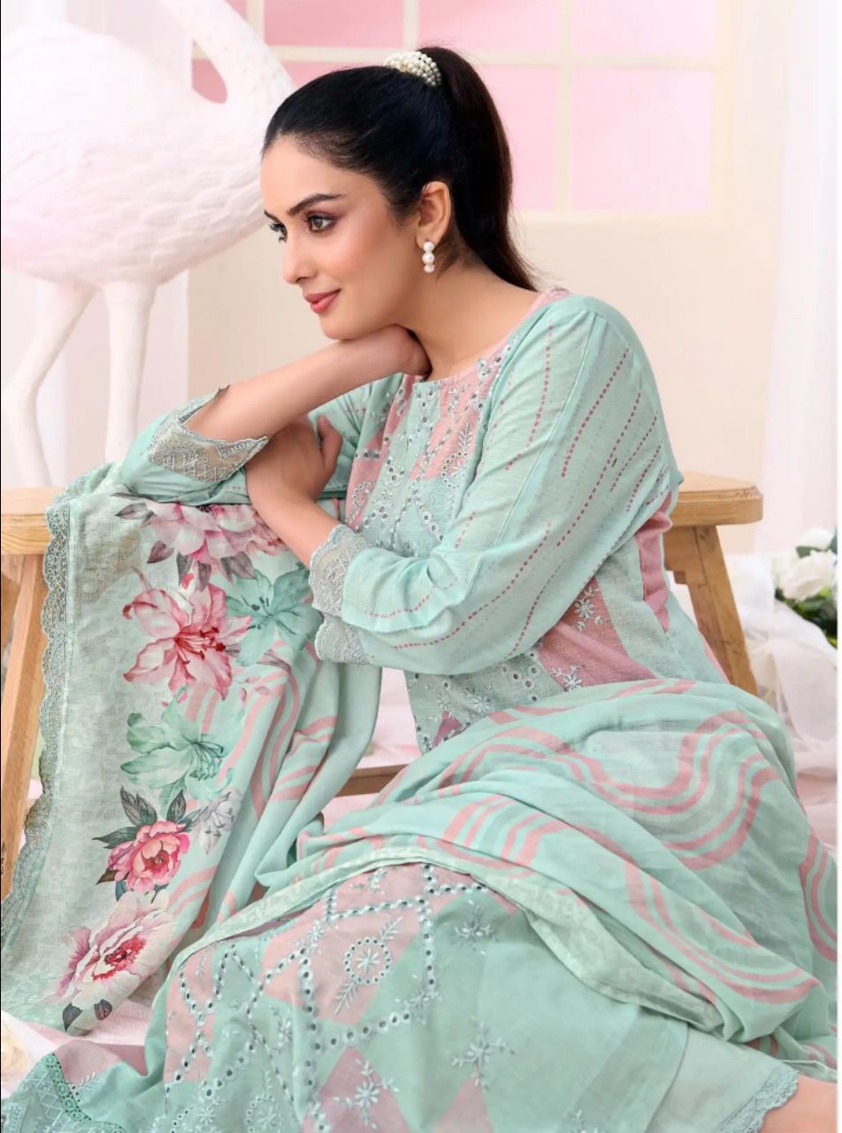 RESHAM ART COTTON VINTAGE EMBROIDERY WITH DIGITAL PRINT UNSTITCHED SUIT - 945 /HC002473 view 2