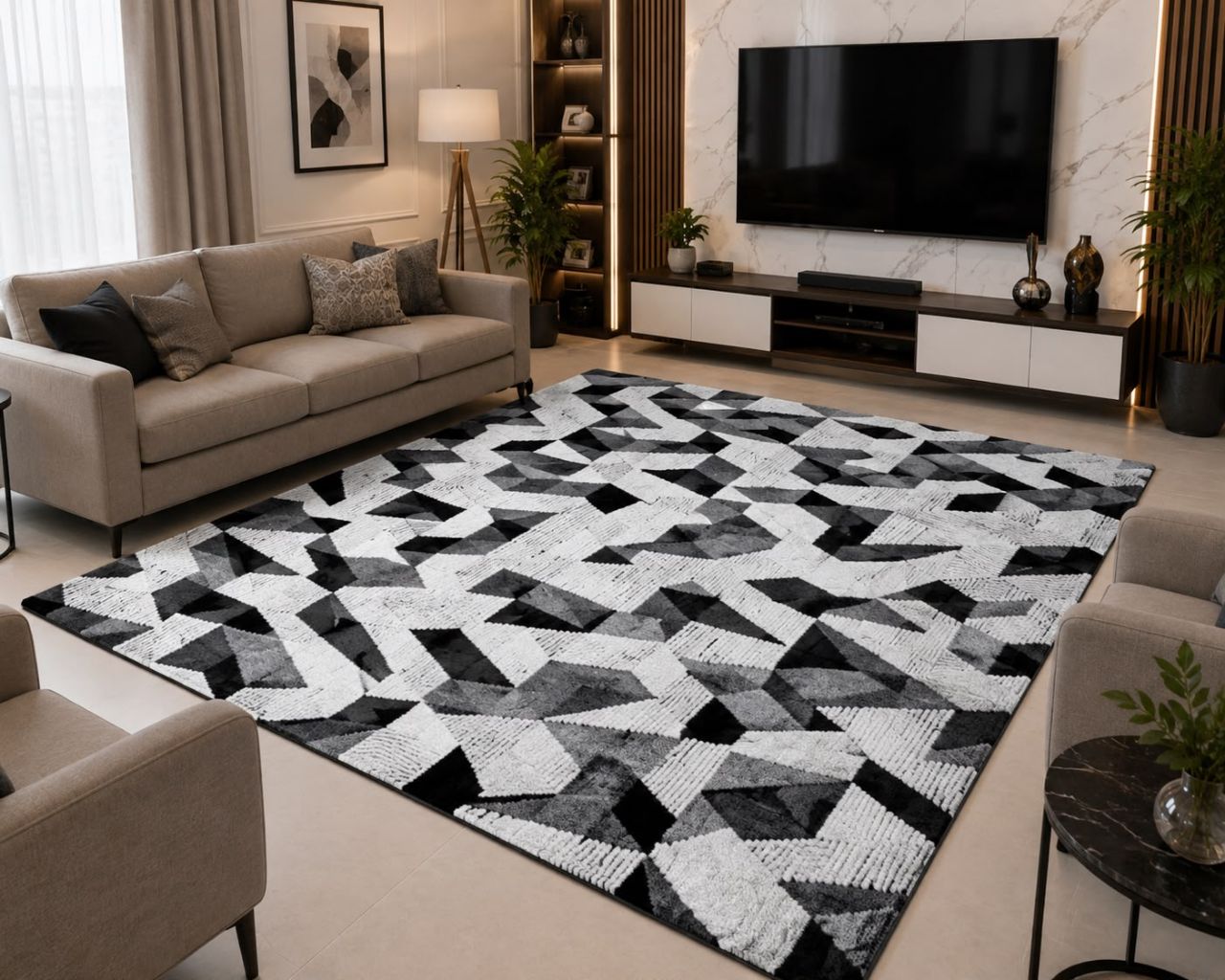 MODERN GEOMETRIC SHAGGY CARPET, 6*9 FEET view 4