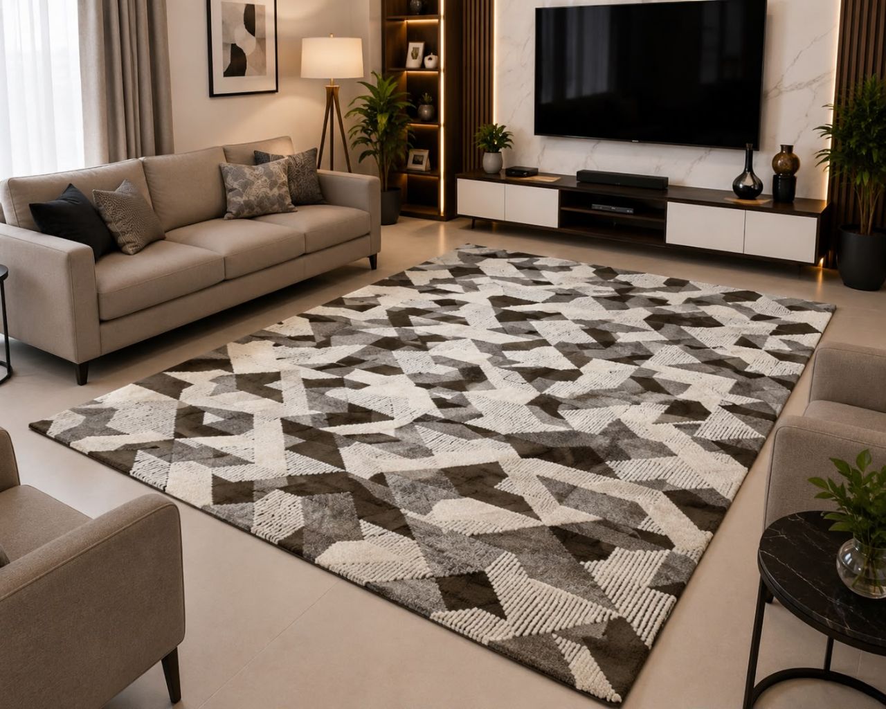 MODERN GEOMETRIC SHAGGY CARPET, 6*9 FEET view 3
