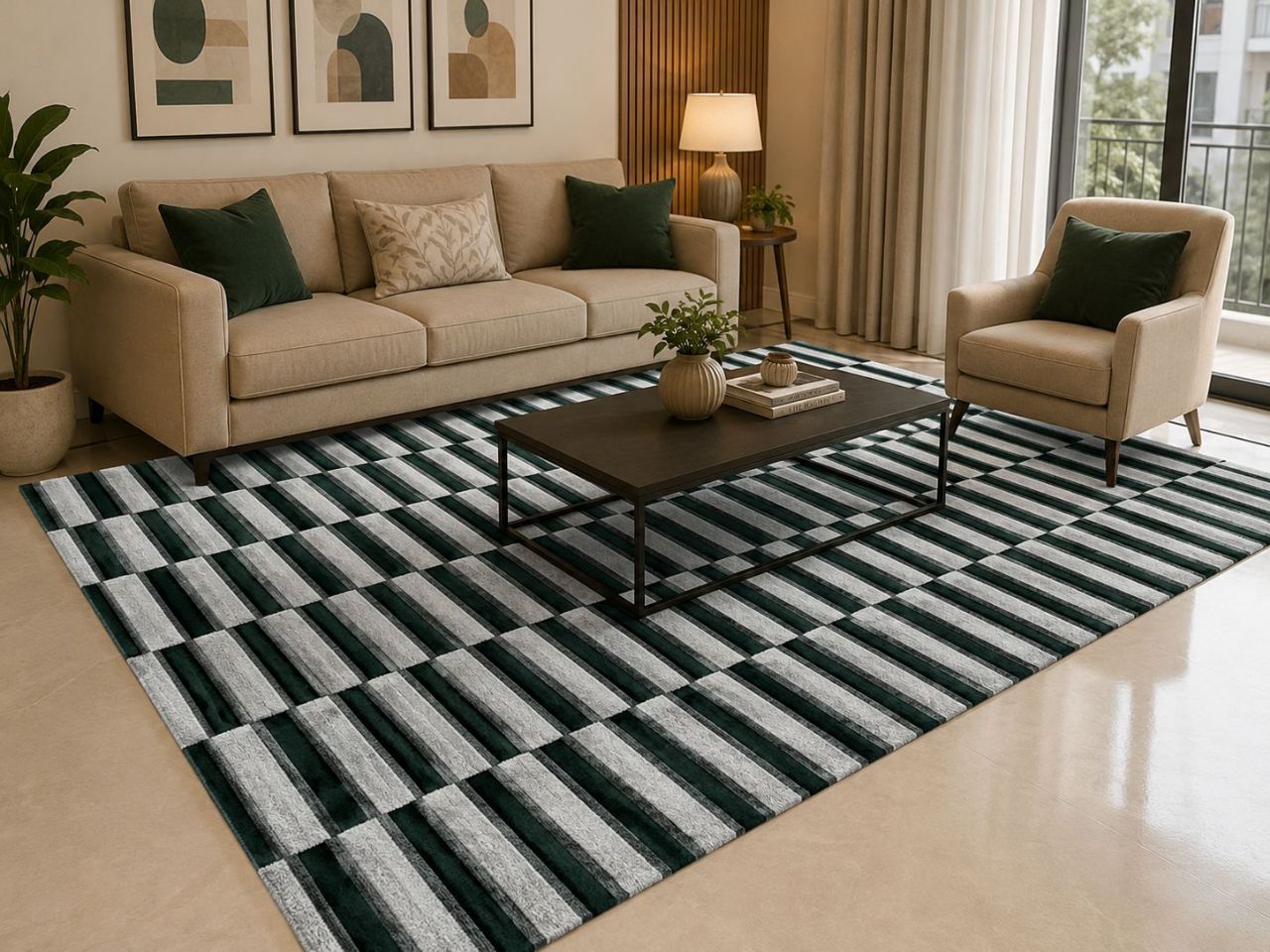 MODERN GEOMETRIC SHAGGY CARPET, 6*9 FEET view 2