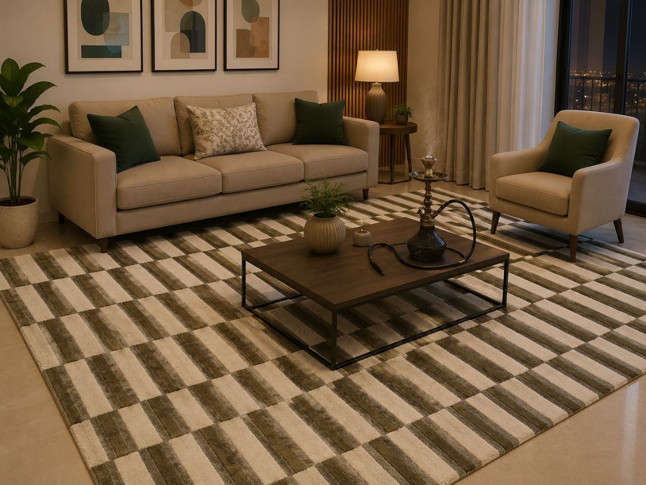 MODERN GEOMETRIC SHAGGY CARPET, 6*9 FEET