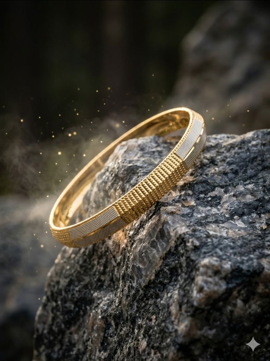 Straight Line dual tone Gold Plated Kada view 4