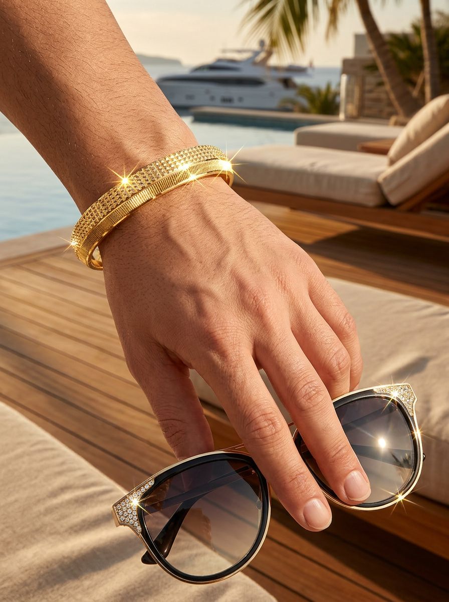 Matt Design Gents Gold Plated Kada view 2