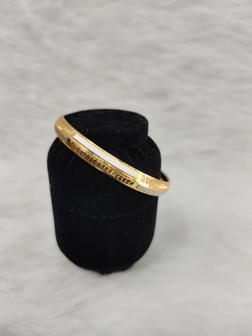 Shining Jewel Two Tone gold plated Gents kada view 3