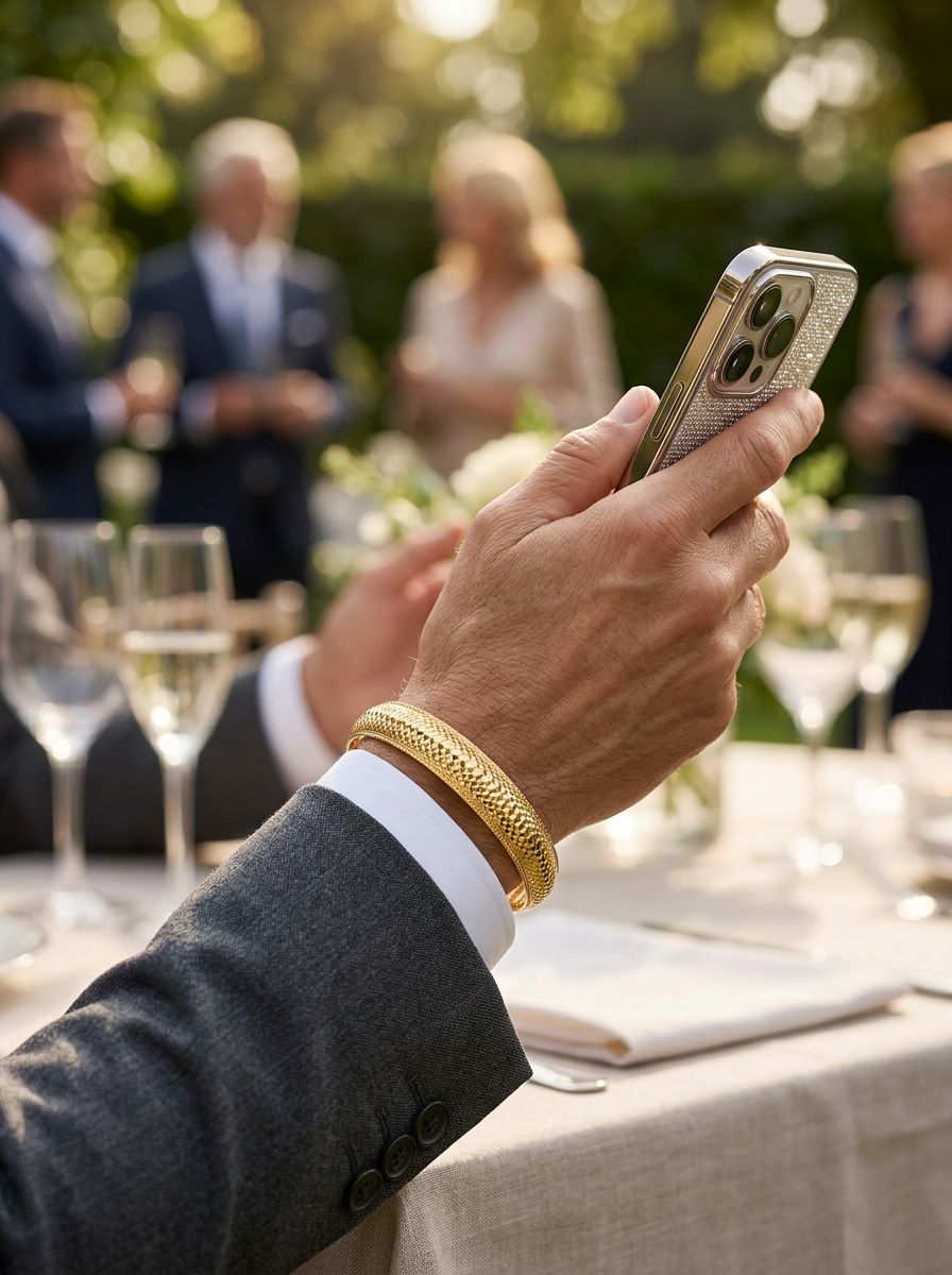 City gold-plated Kada bracelet features a textured, diamond-cut surface pattern view 4