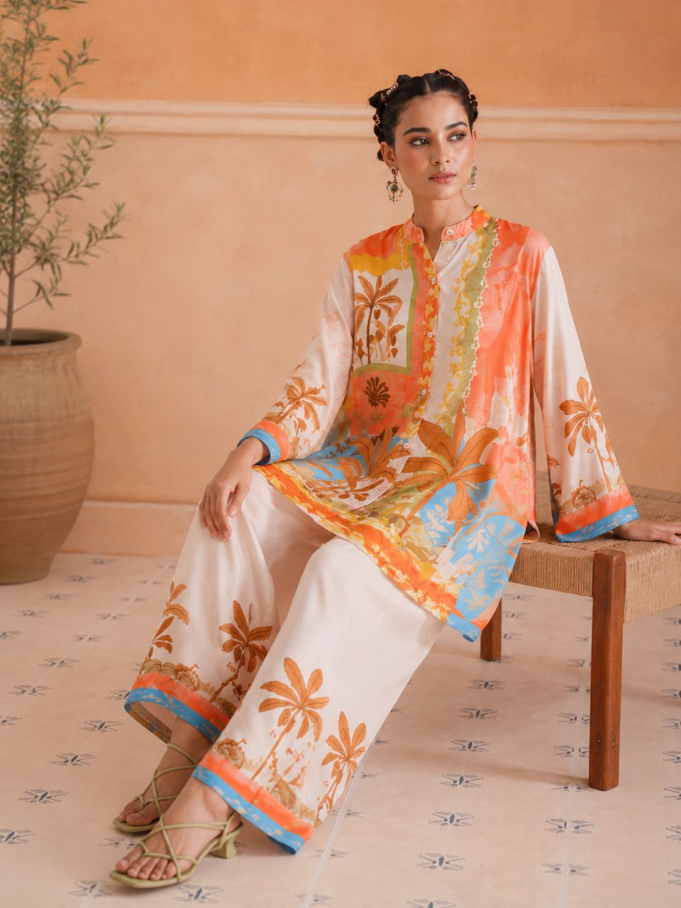 Oasis print muslin Co ord set view 3
